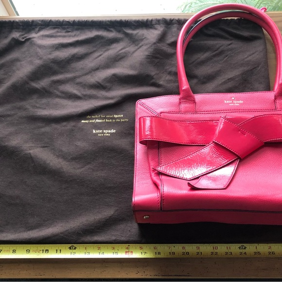 Kate Spade Bow Valley Rosa Leather Large Satchel Handbag - Picture 14 of 16